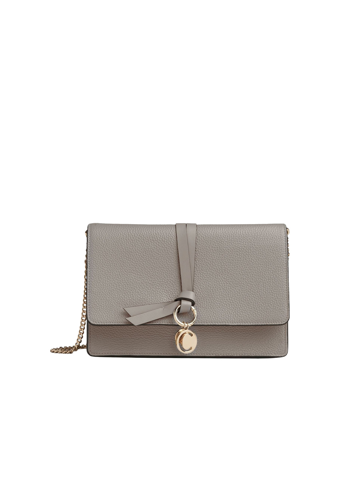 Mini sac pochette à chaine Alphabet en cuir - Cashmere Grey