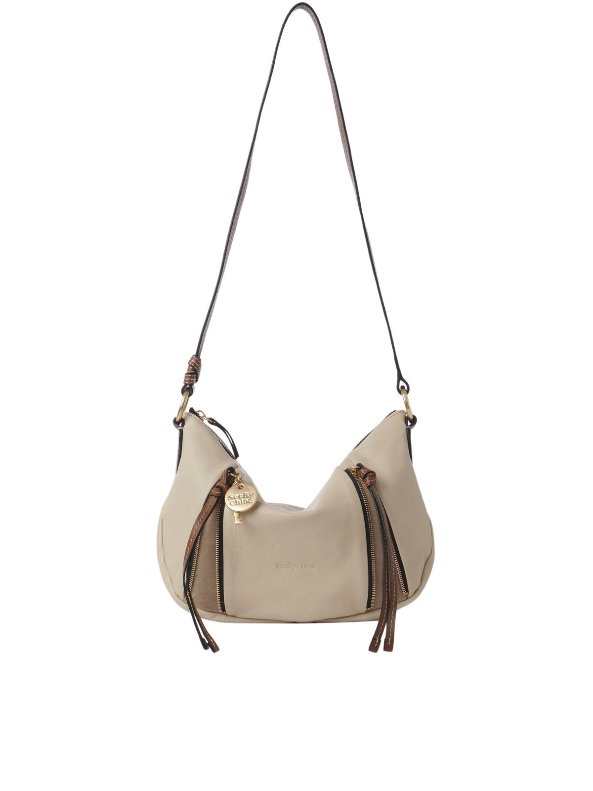 Sac demi lune en cuir - Cement Beige