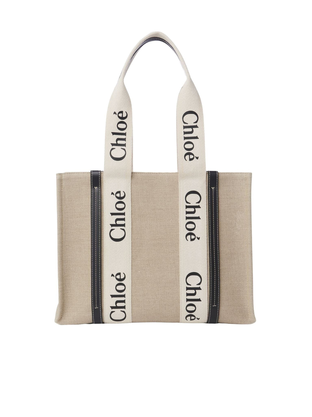 Sac cabas Woody en lin - White & Blue