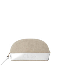 Pochette de maquillage Chloé Sense en lin - Crystal White