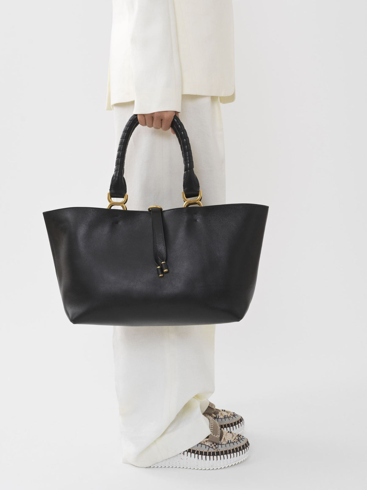 Petit cabas Marcie en cuir - Black