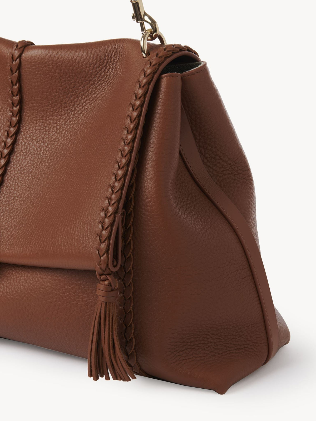 Grand sac souple porté épaule Penelope en cuir - Caramel