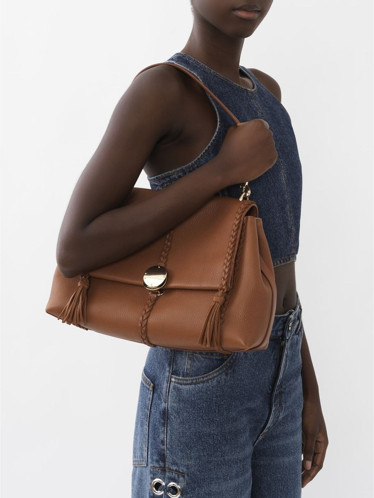 Sac souple porté épaule Penelope en cuir - Caramel