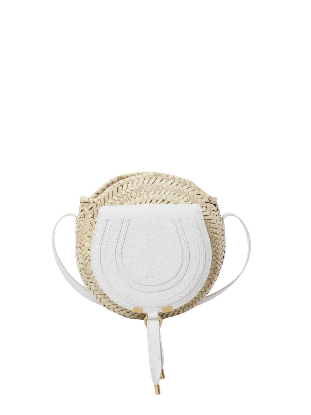 Sac panier rond porté épaule Marcie en cuir - White