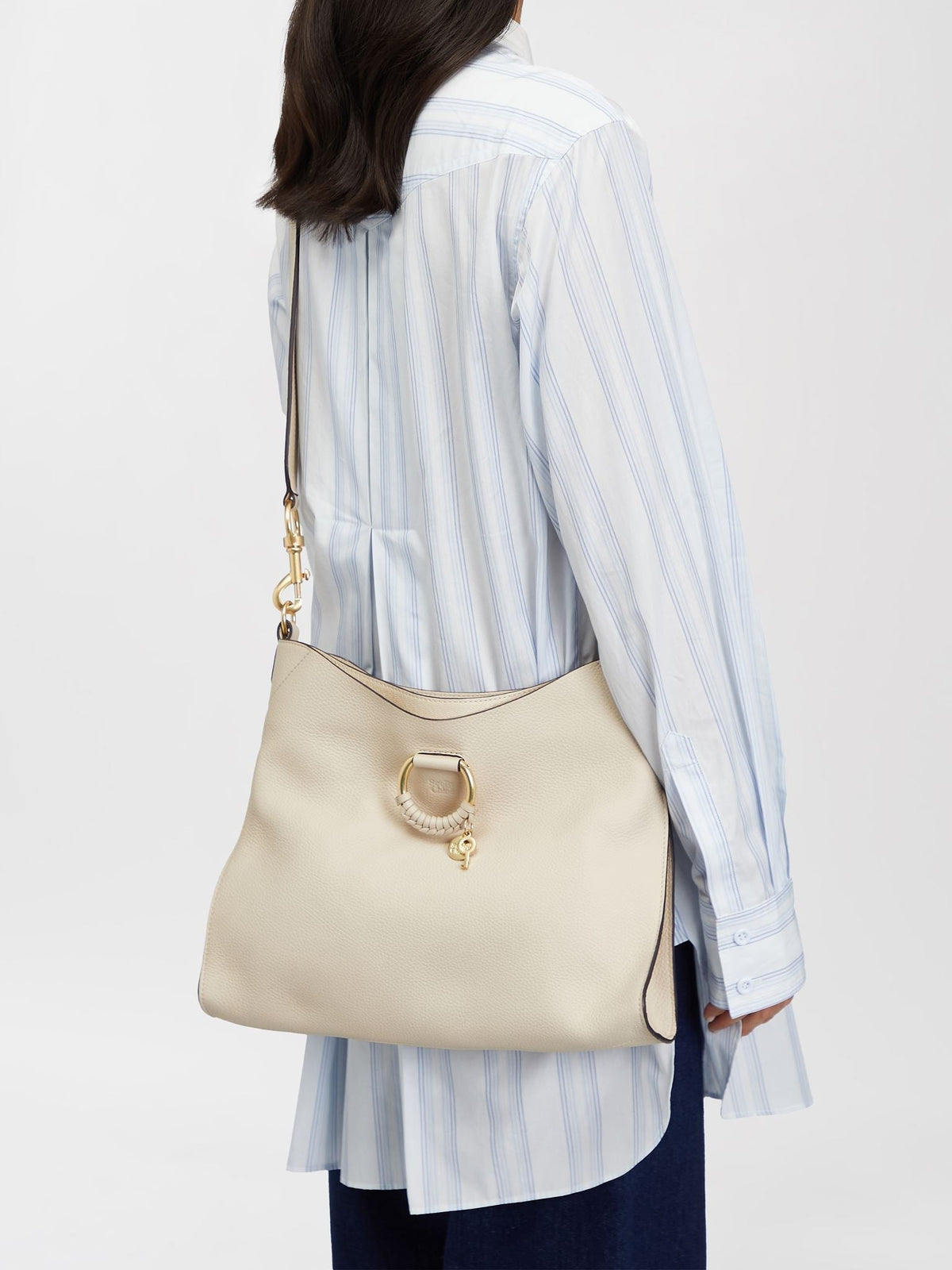 Petit sac Joan à bandoulière en cuir - Cement Beige