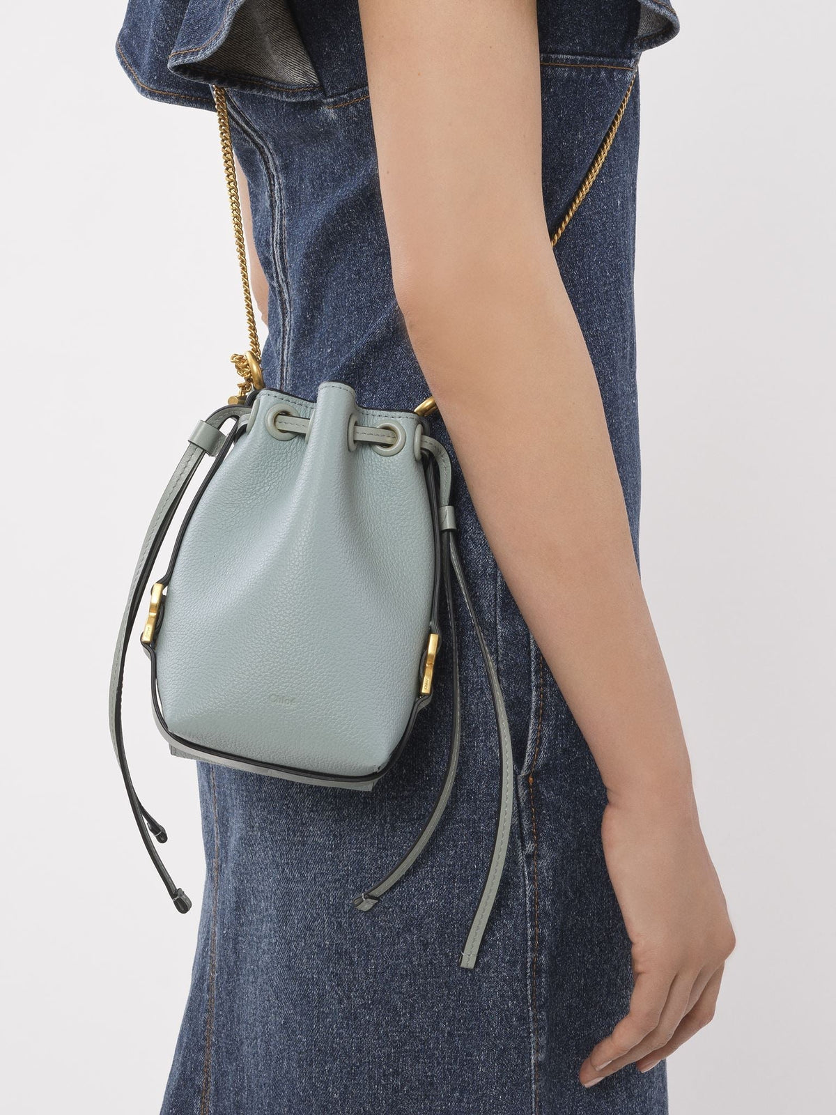 Micro sac porté épaule Marcie en cuir - Bay Green