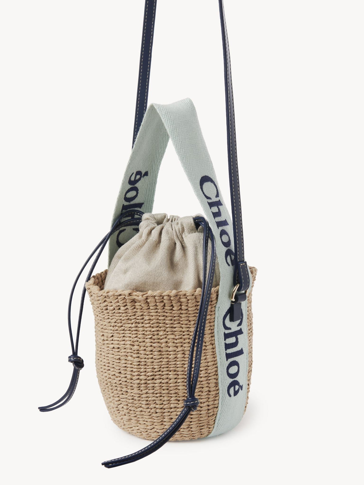 Petit sac panier à logo brodé Woody - Green & Blue