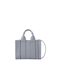 Mini cabas Woody à bandoulière en cuir - Stormy Blue