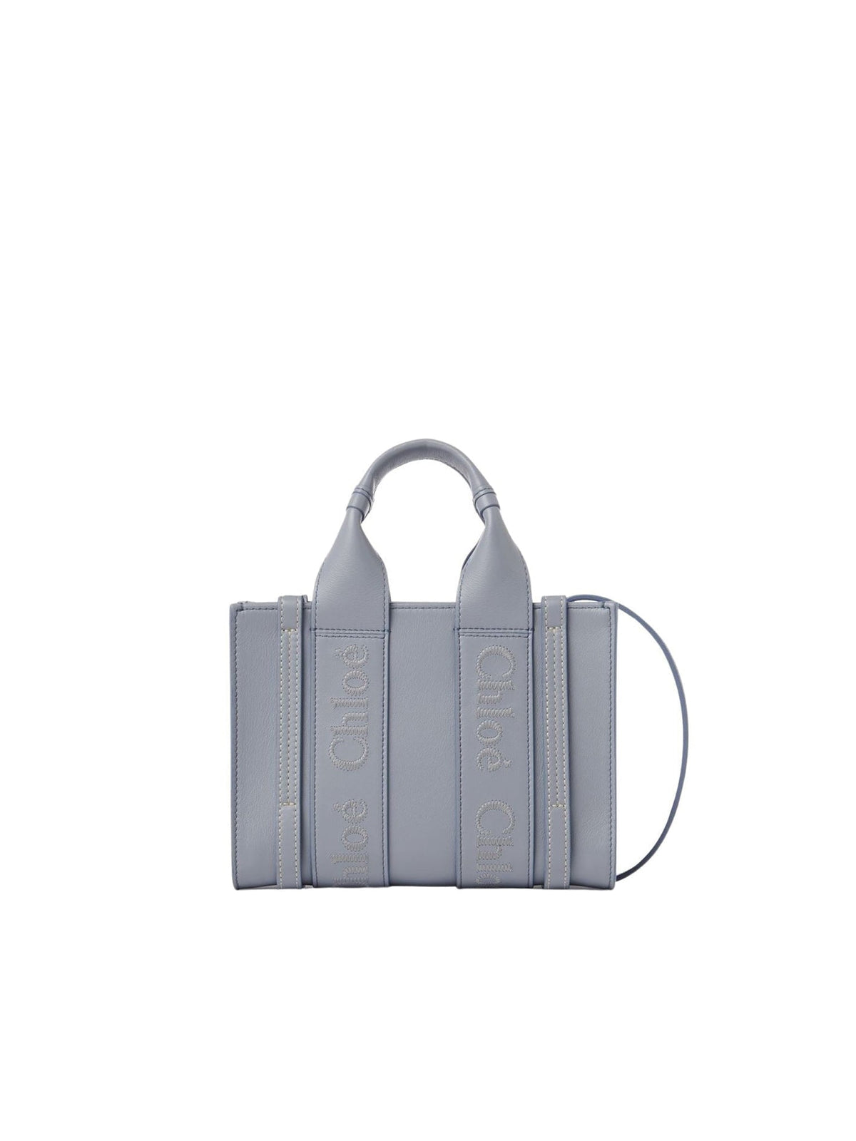 Mini cabas Woody à bandoulière en cuir - Stormy Blue