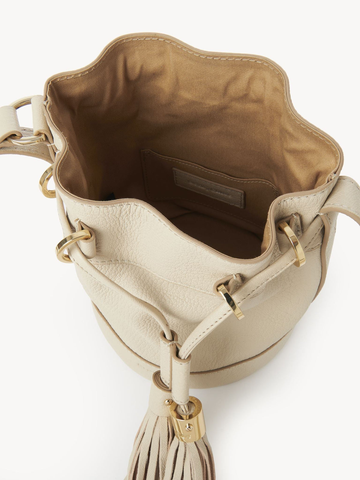 Petit sac seau Vicki en cuir - Cement Beige