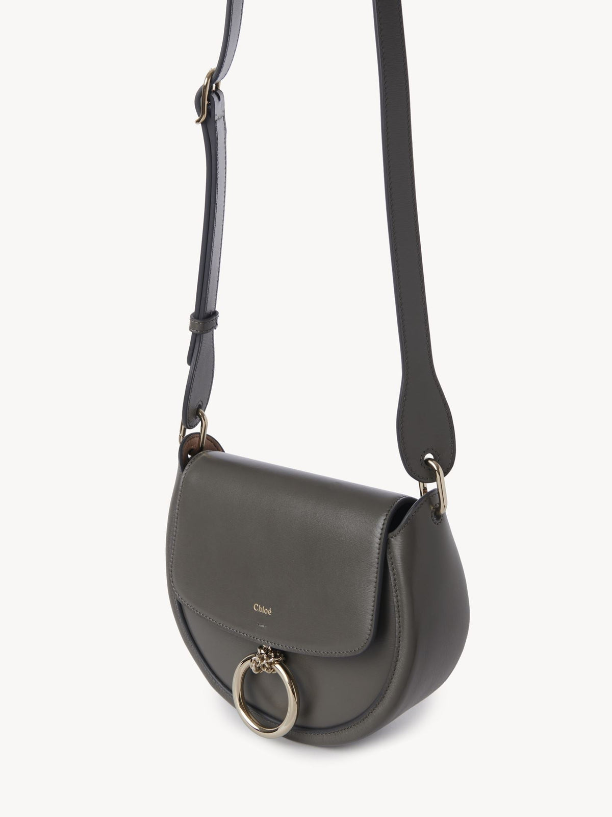 Petit sac porté épaule Arlène en cuir - Elephant Grey