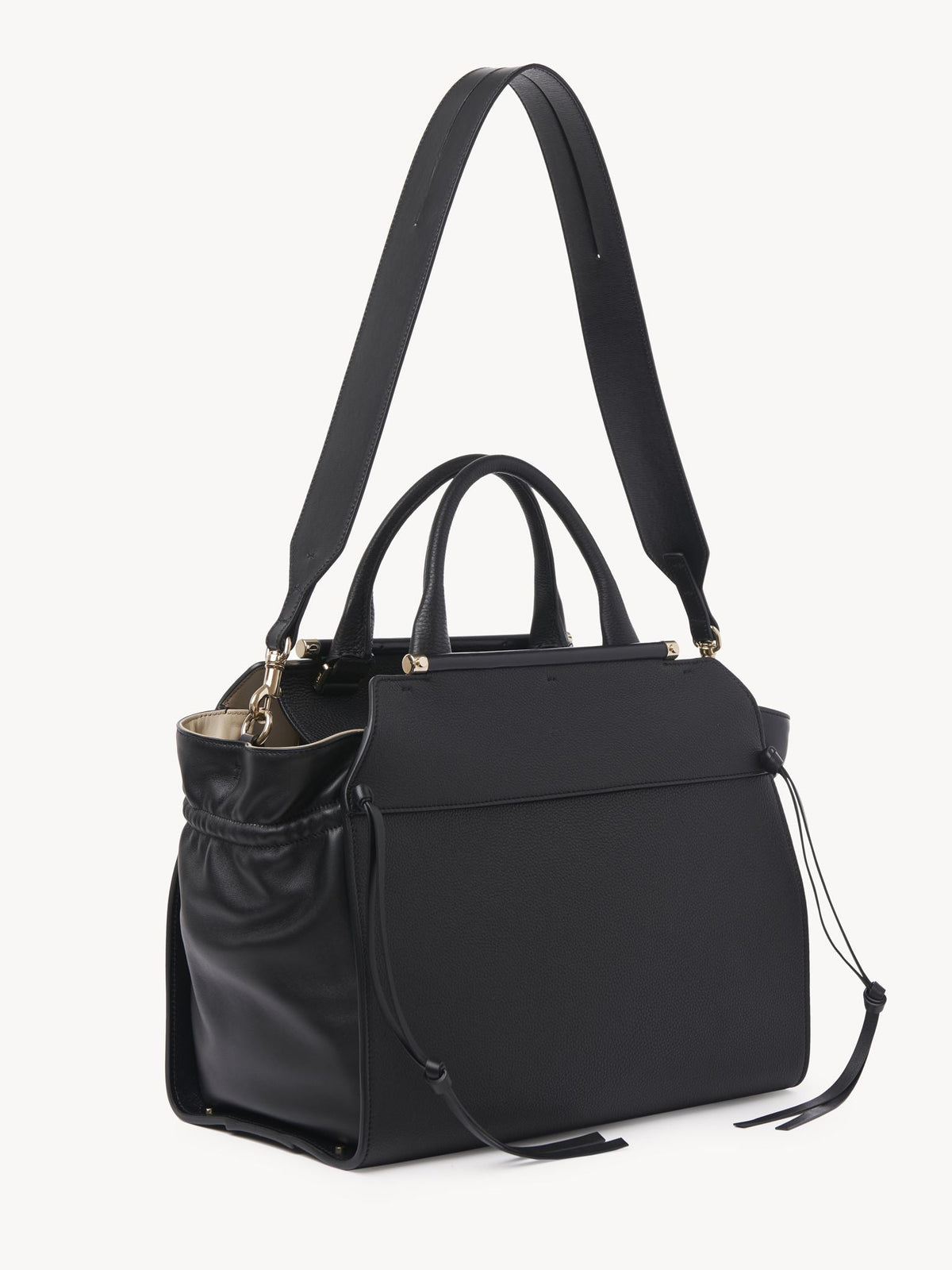 Sac double porté Steph en cuir - Black