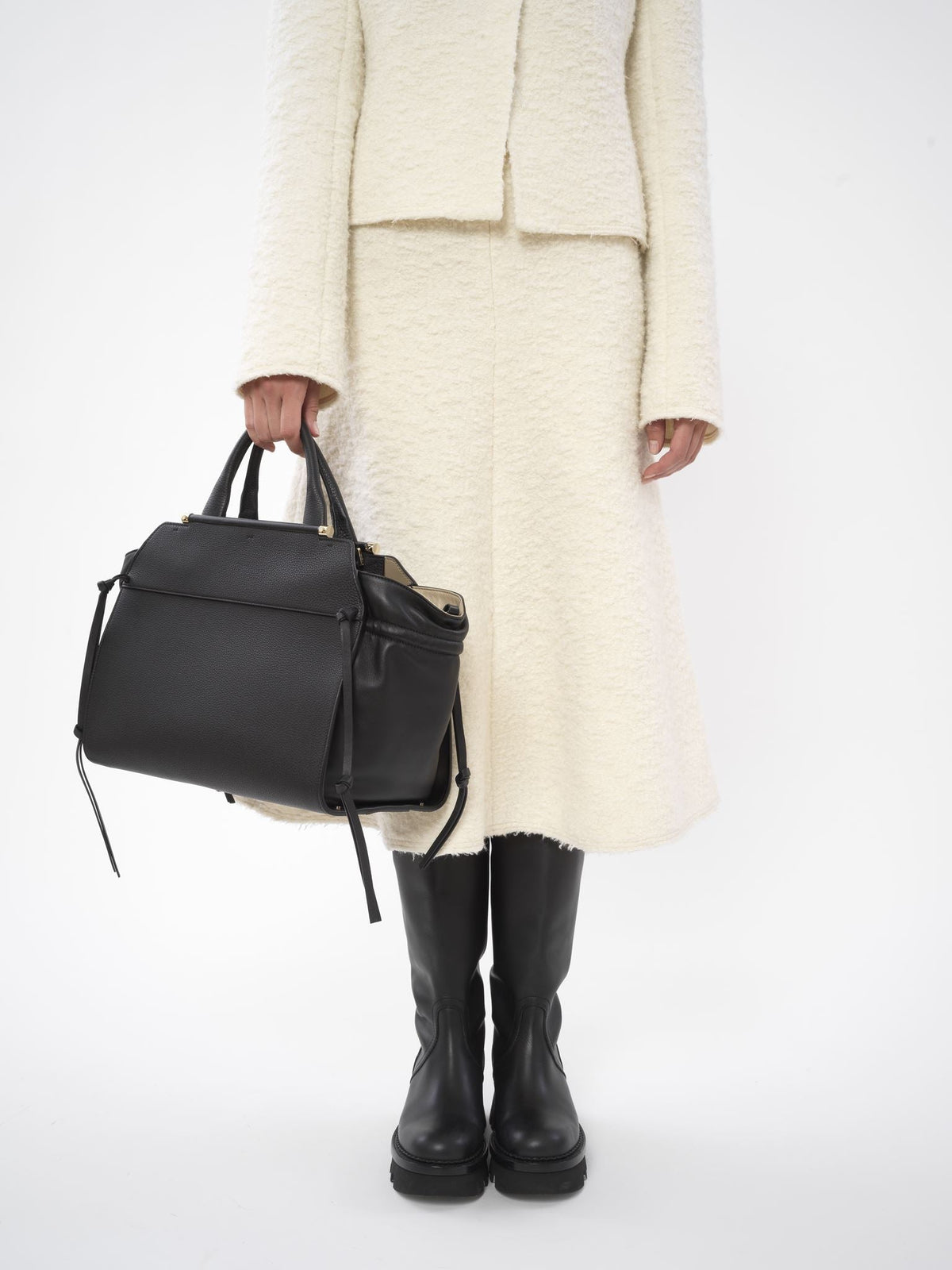 Sac double porté Steph en cuir - Black