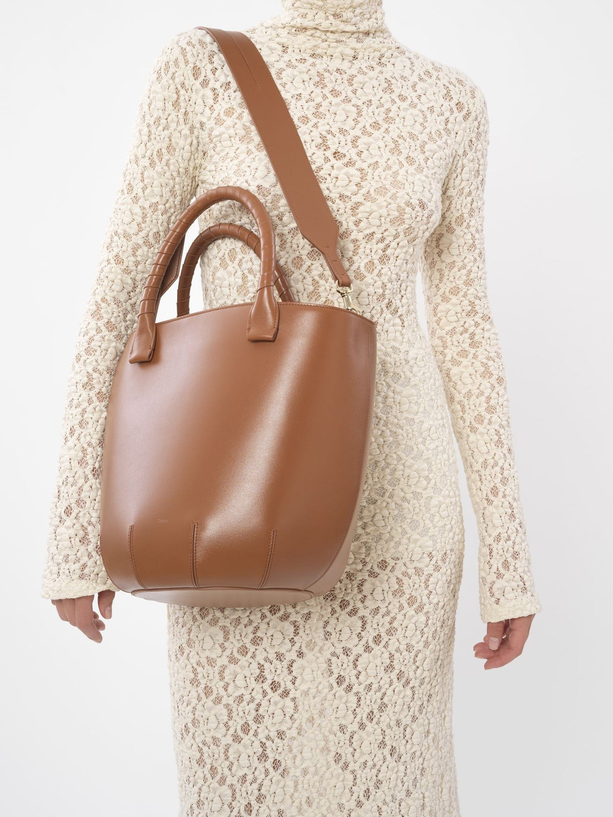 Sac panier Sabia en cuir - Tan