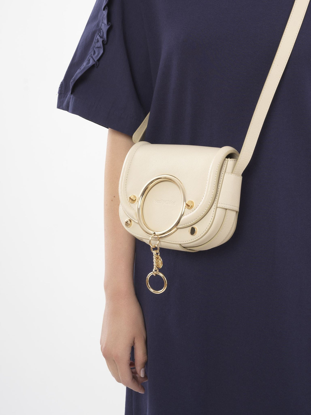 Petit sac porté épaule Mara en cuir - Cement Beige