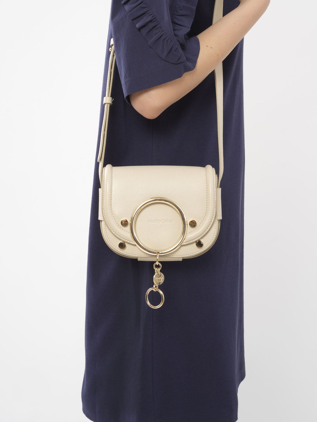 Petit sac porté épaule Mara en cuir - Cement Beige
