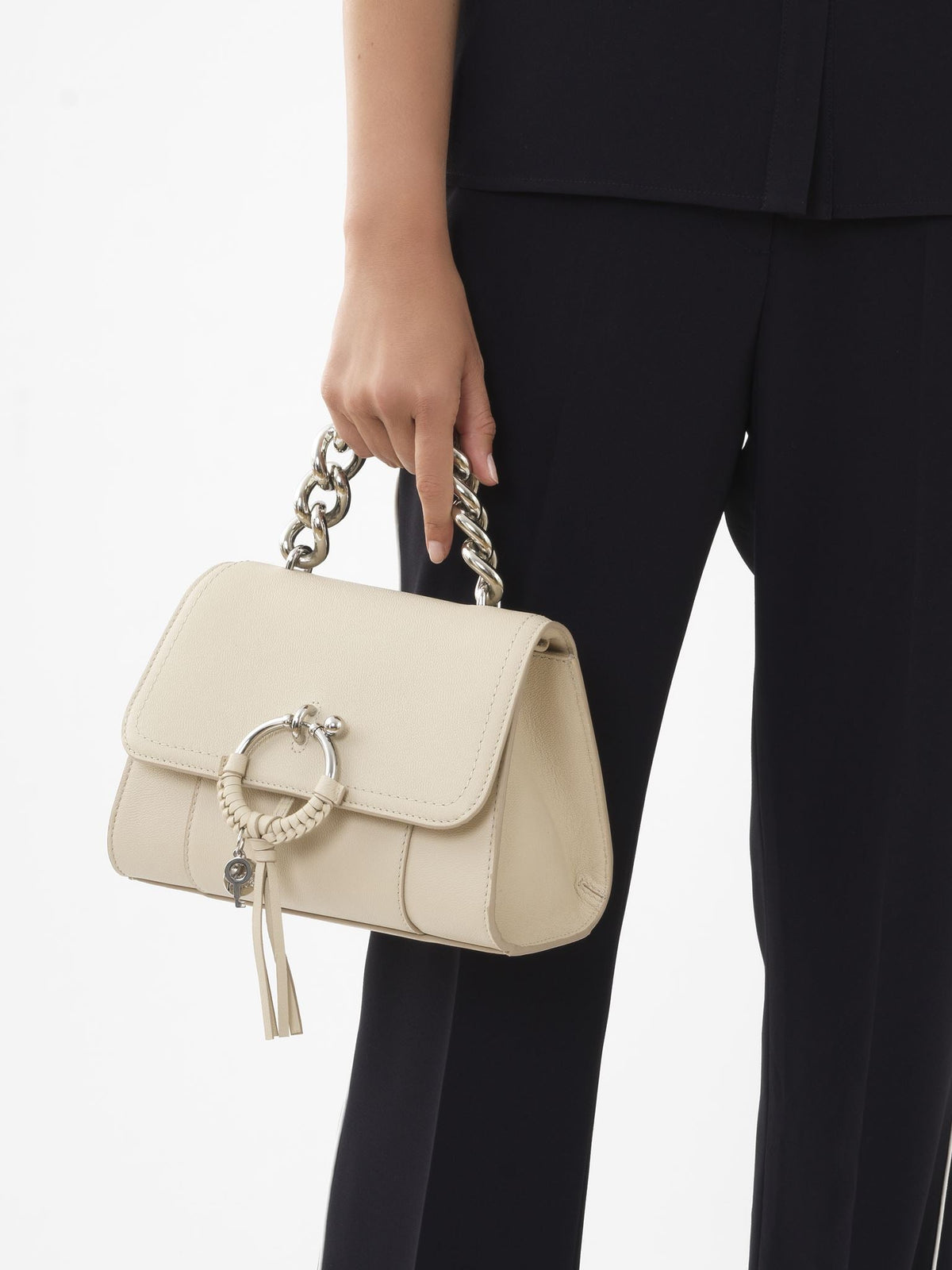 Sac à main chaîne Joan en cuir - Cement Beige