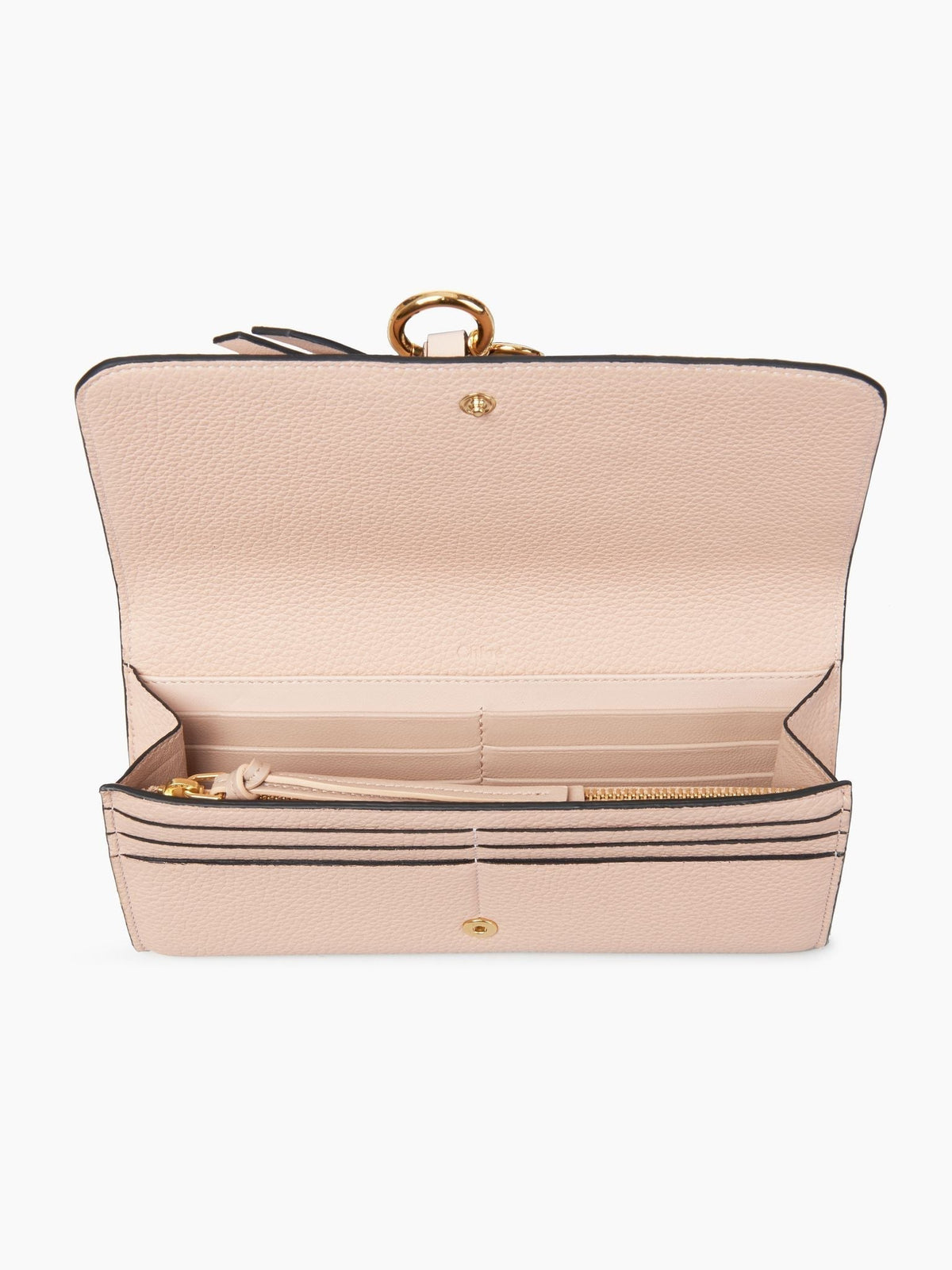 Portefeuille long à rabat Alphabet en cuir - Blush Nude