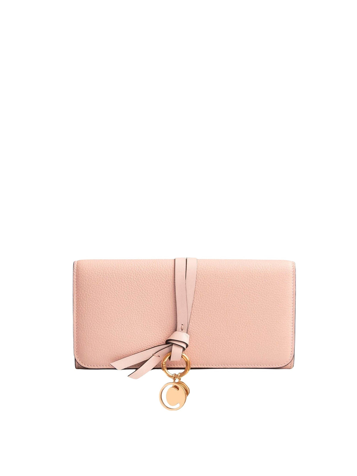 Portefeuille long à rabat Alphabet en cuir - Blush Nude