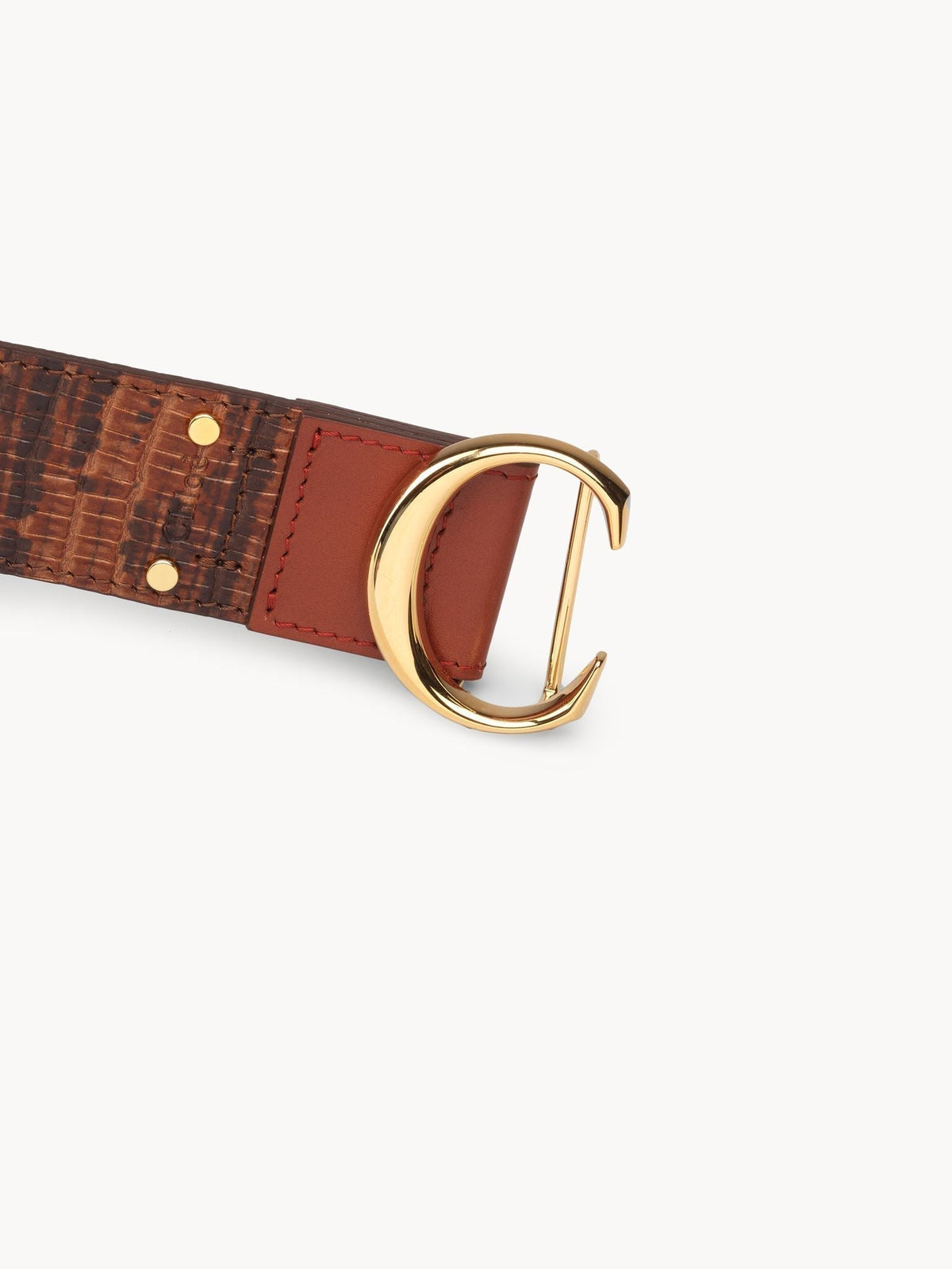 NEW_Ceinture boucle métallique en cuir - Chestnut Brown