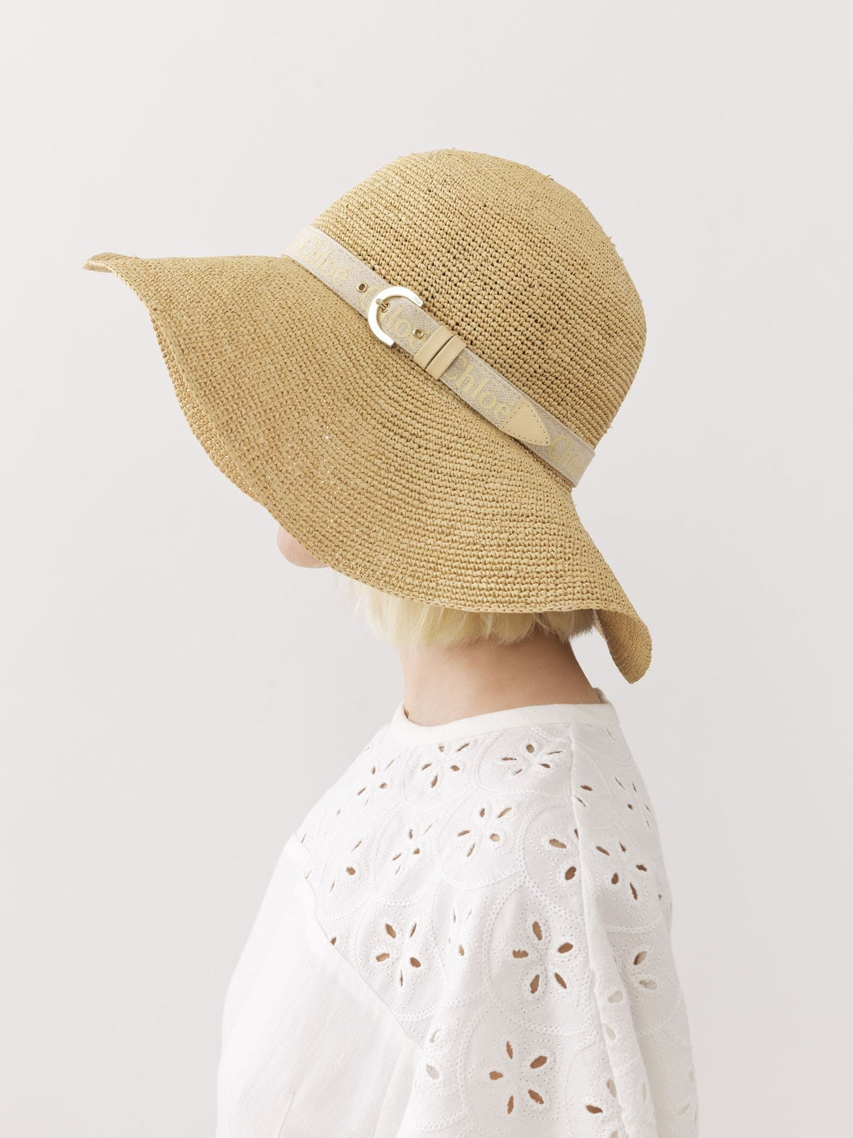 Chapeau capeline Woody Chloé x Borsalino - Straw Beige