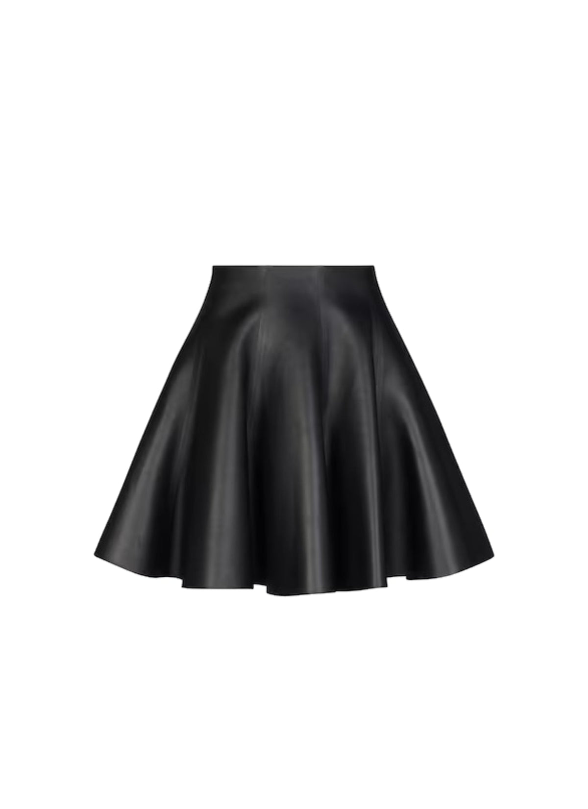 Jupe patineuse plongée en cuir - Noir