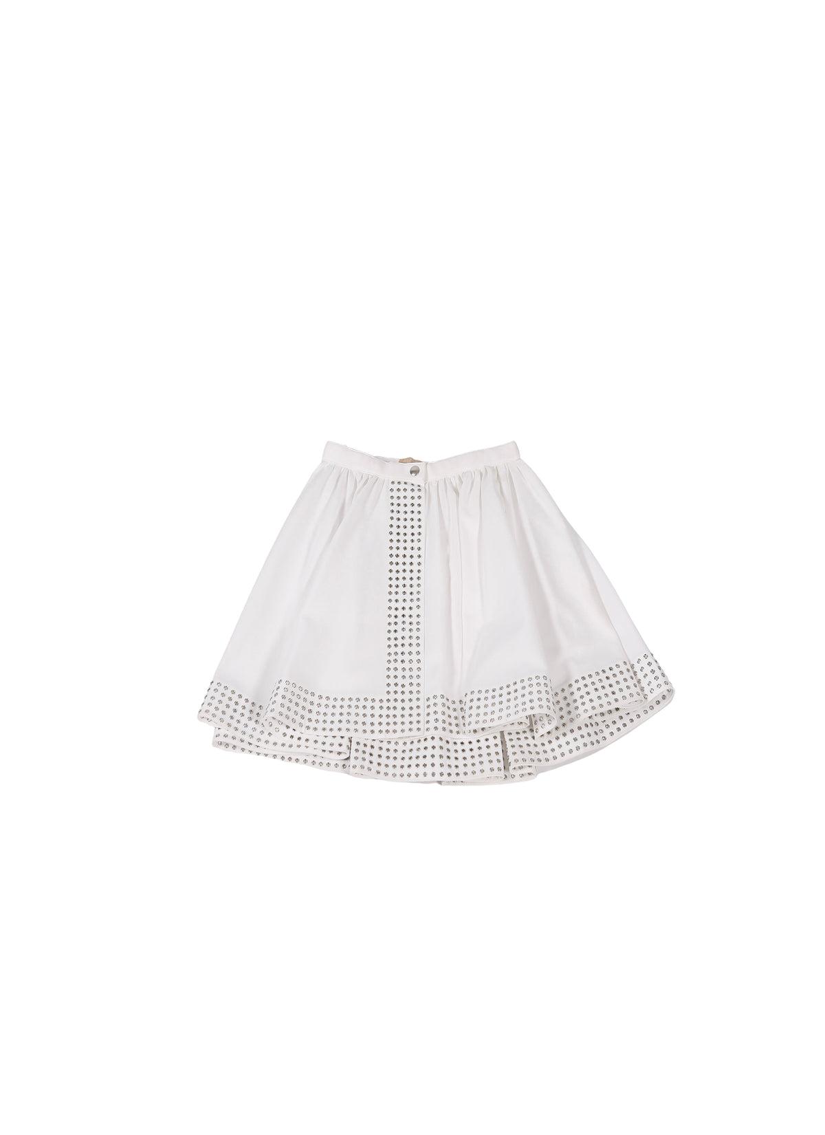 Short asymmetric openwork skirt - White