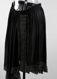 Perforated silk regular skirt - Black & Silver