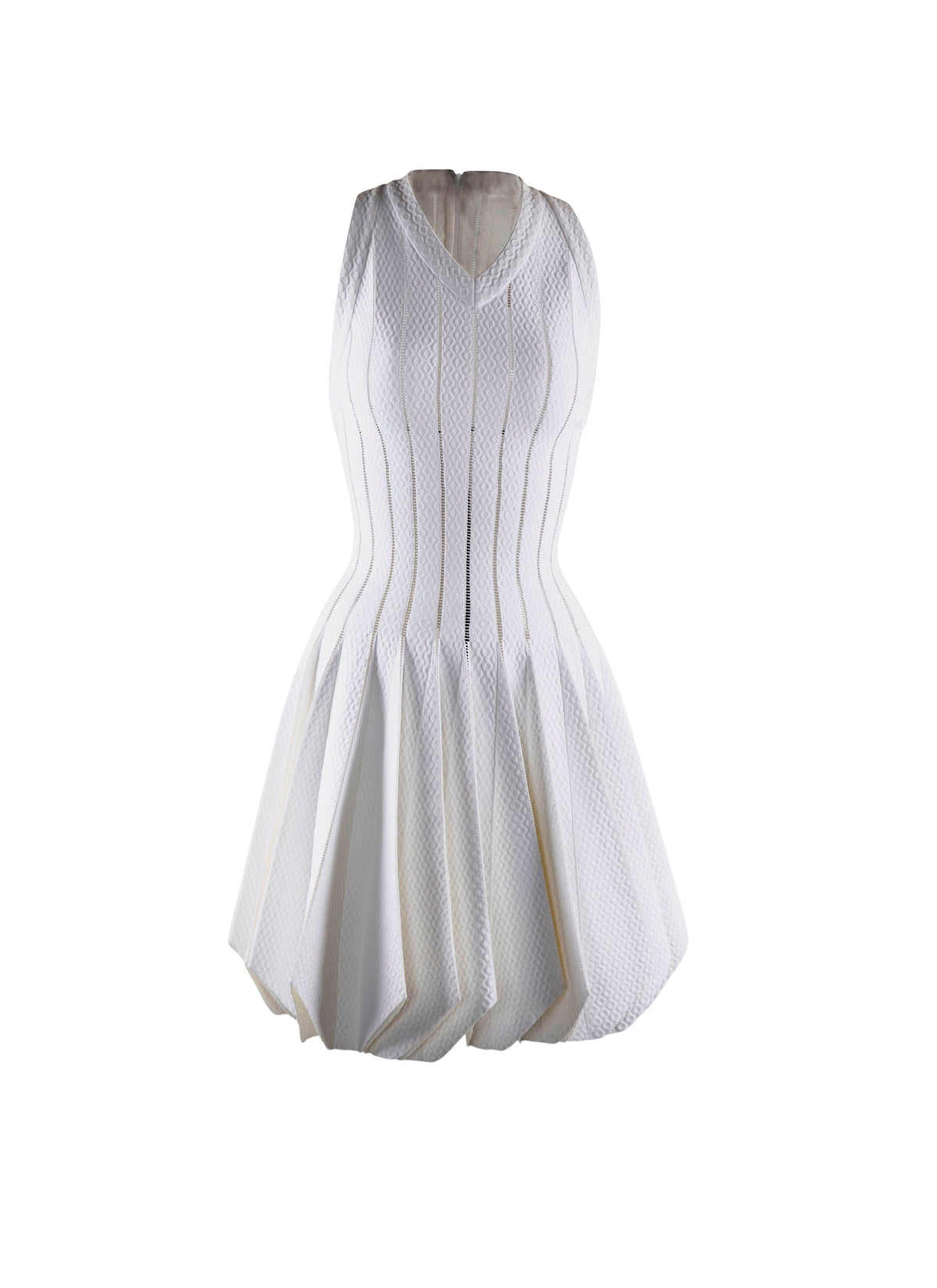 Textured skater dress with defined silhouette - White