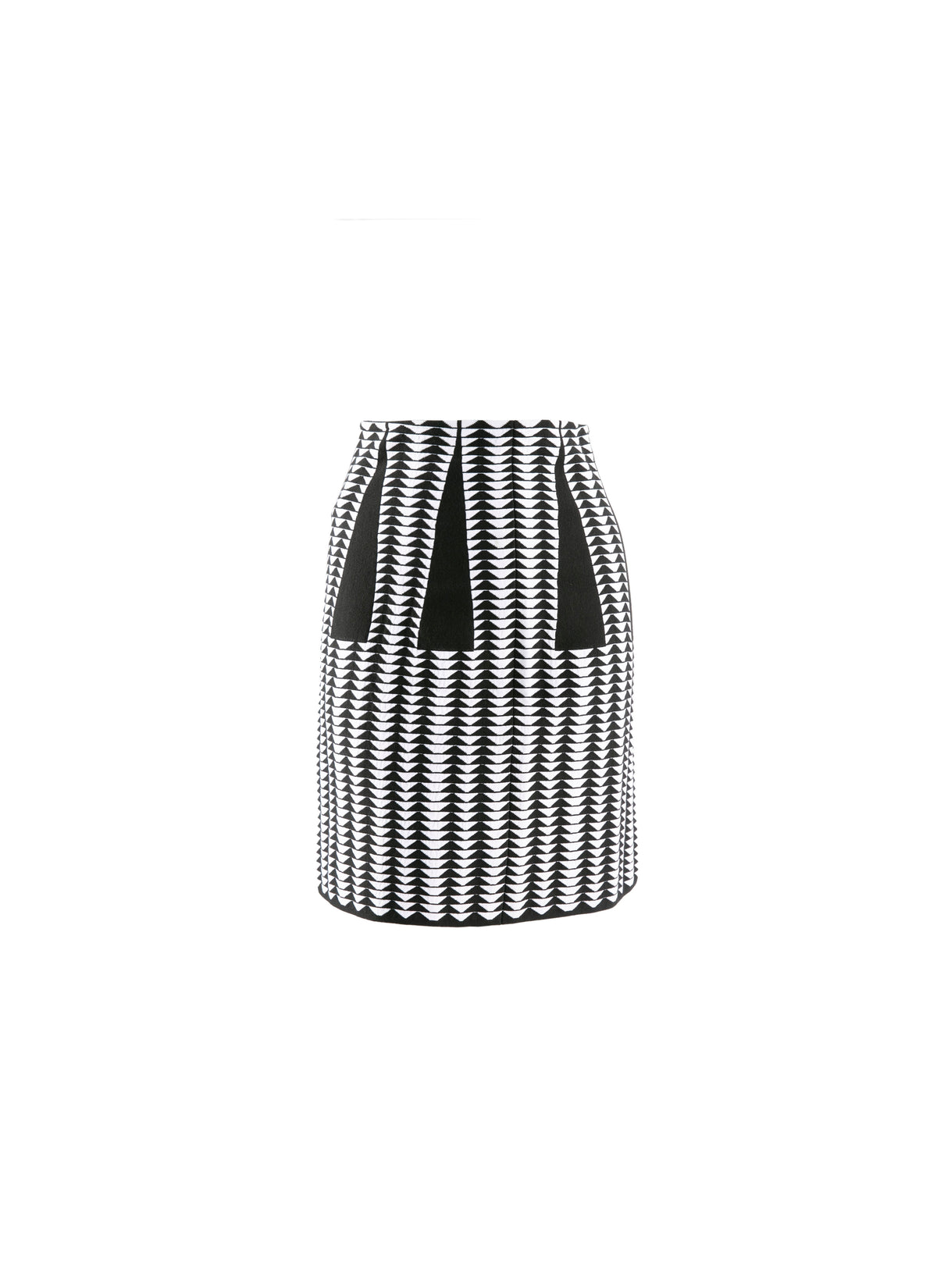 Jupe droite courte en laine - Noir & Blanc