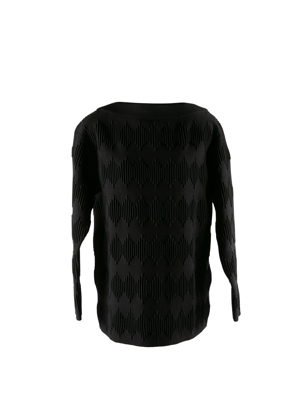 Long-sleeved jumper with embossed diamond pattern in wool - Black & Black