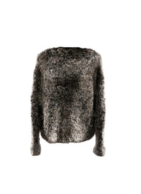 Cosy jumper with plush texture - Nude & White