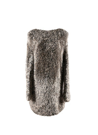 Oversized jumper with mohair effect - Nude & White