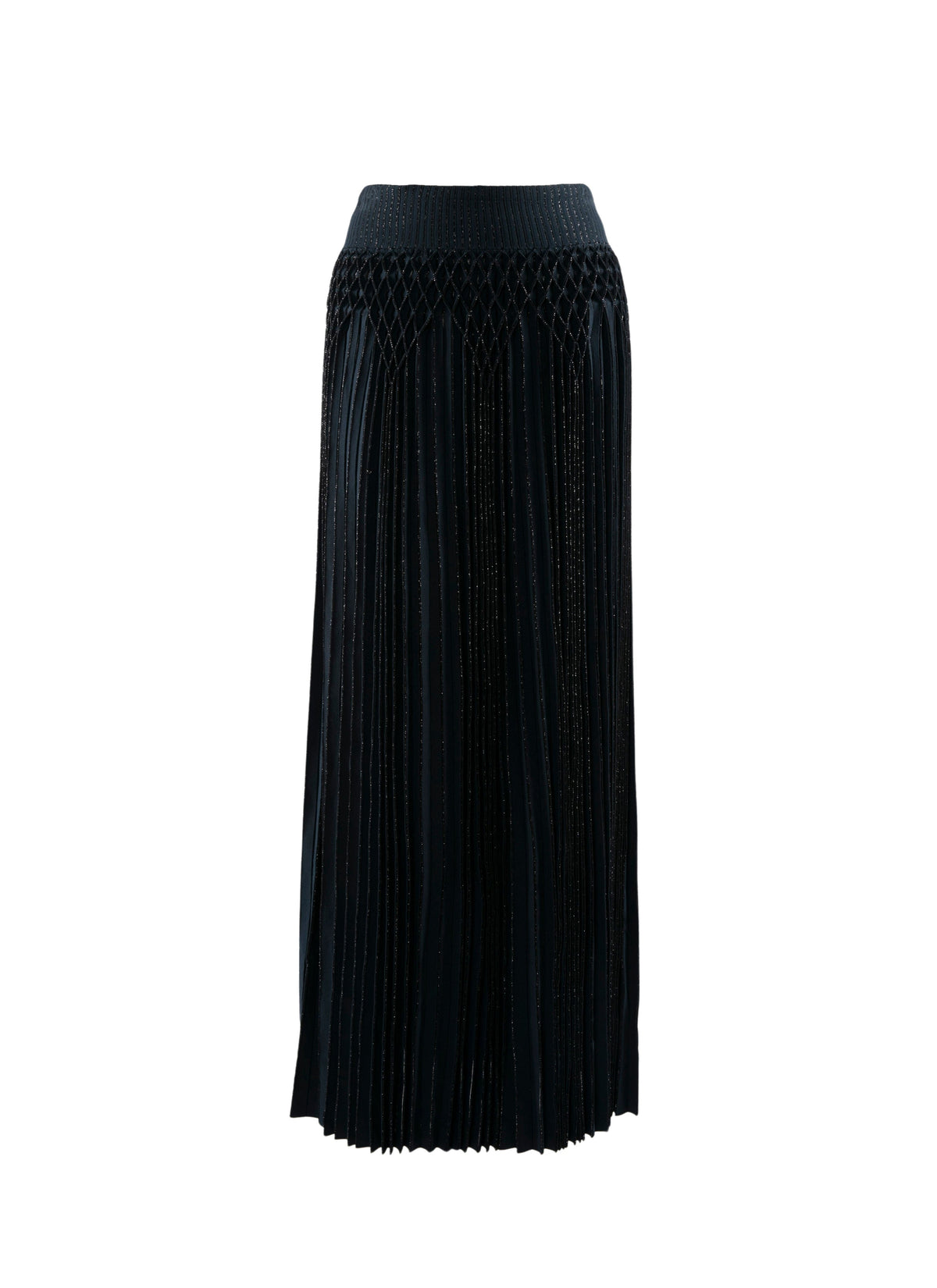 Long pleated skirt with honeycomb detail - Midnight