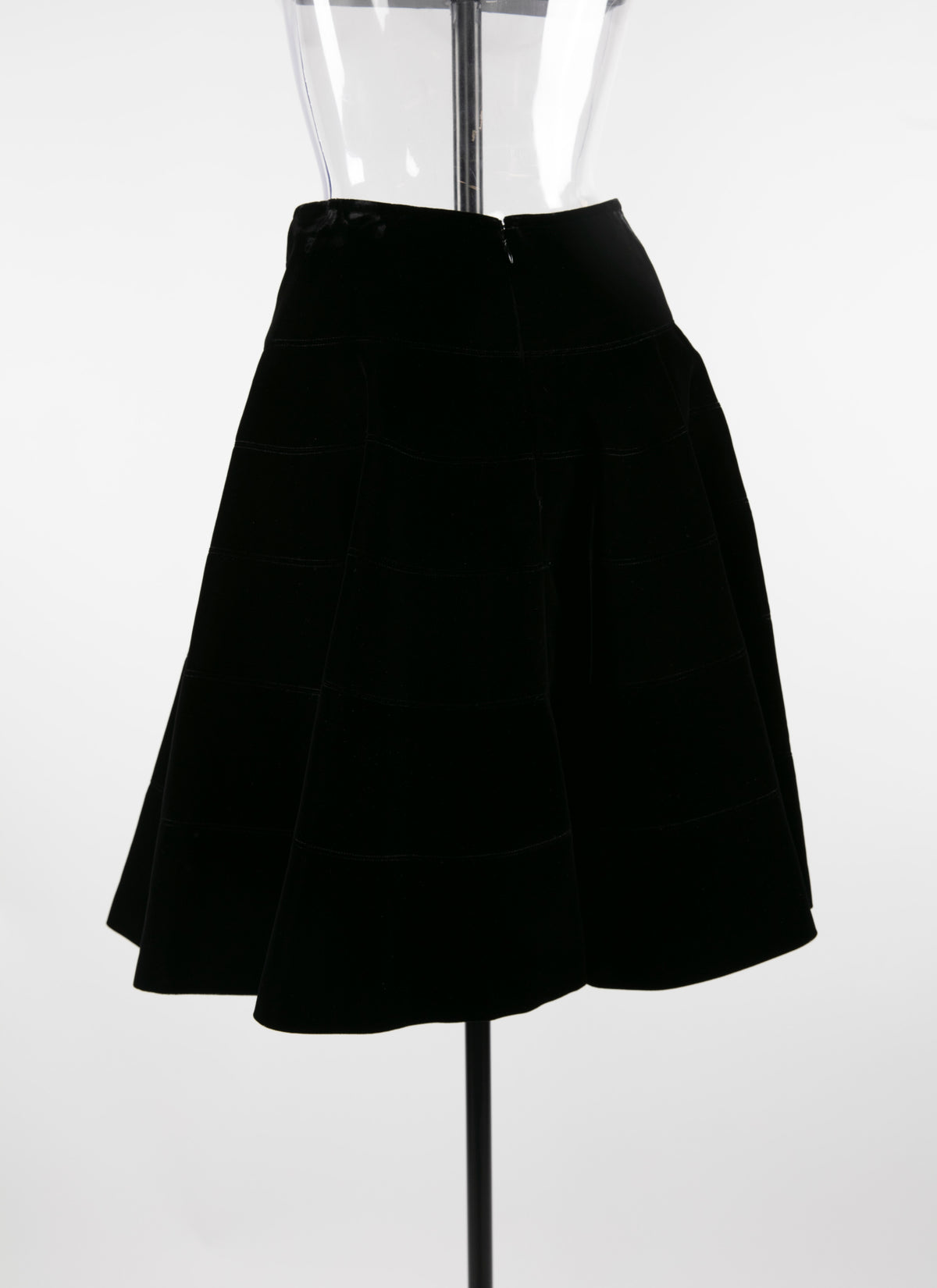Plain mid-length skater skirt - Black intense