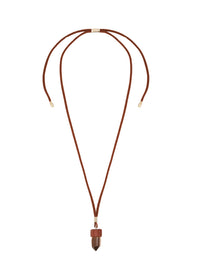 Collier moyen Jemma en cuir et pierre semi préçieuse - Brown