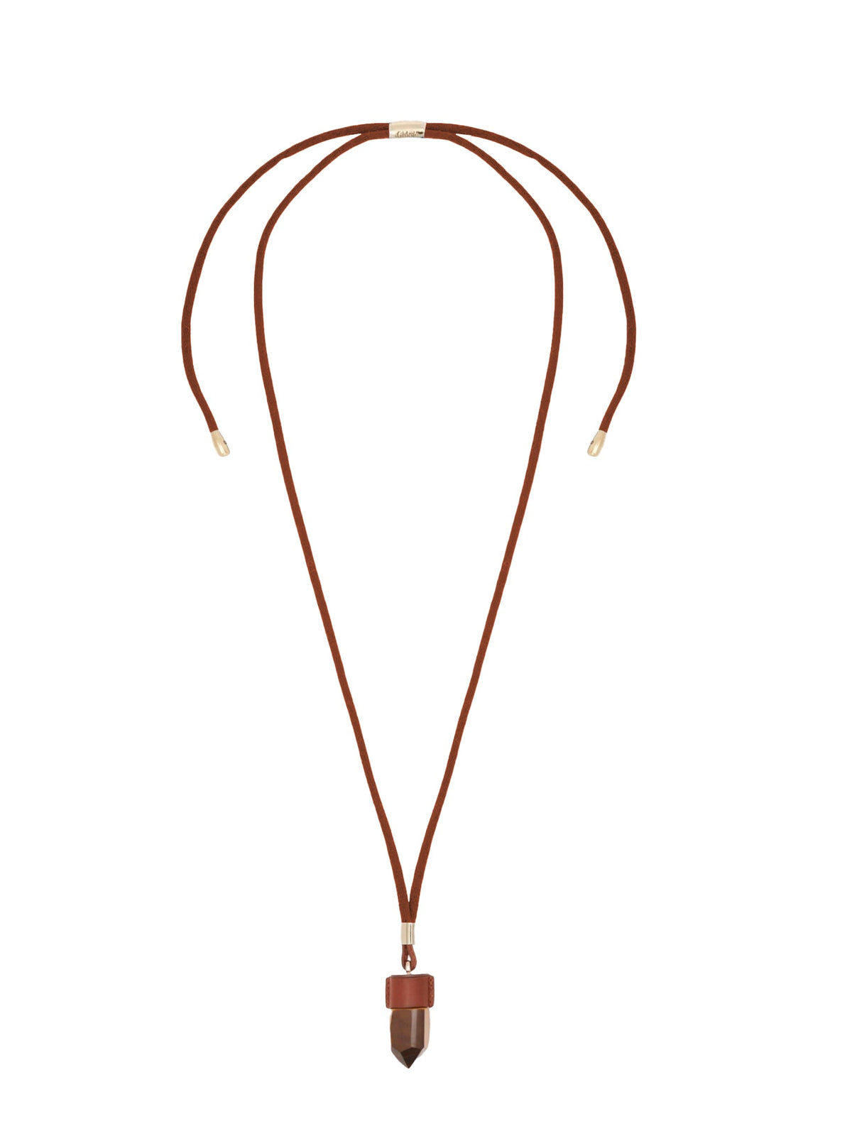 Collier moyen Jemma en cuir et pierre semi préçieuse - Brown