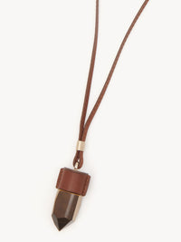 Collier moyen Jemma en cuir et pierre semi préçieuse - Brown