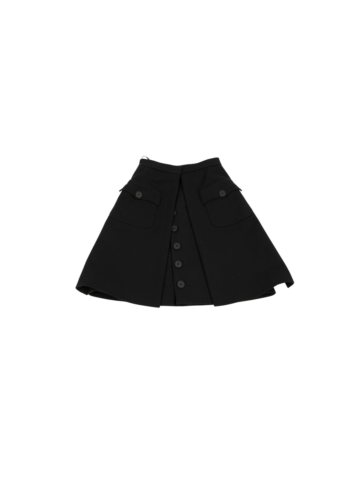 Jupe en laine avec poches et boutons apparents - Noir
