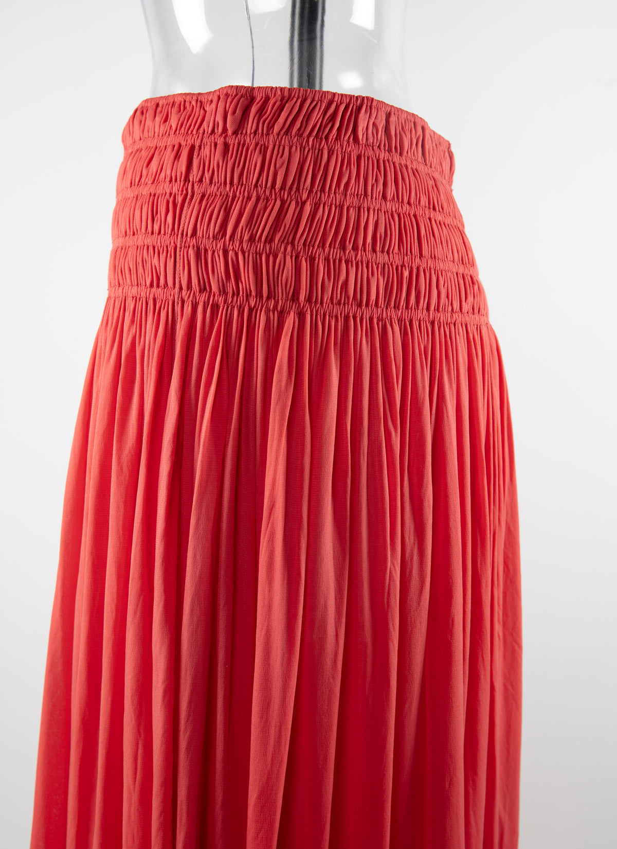 Jupe longue fluide avec taille froncée - Rouge Vermeil