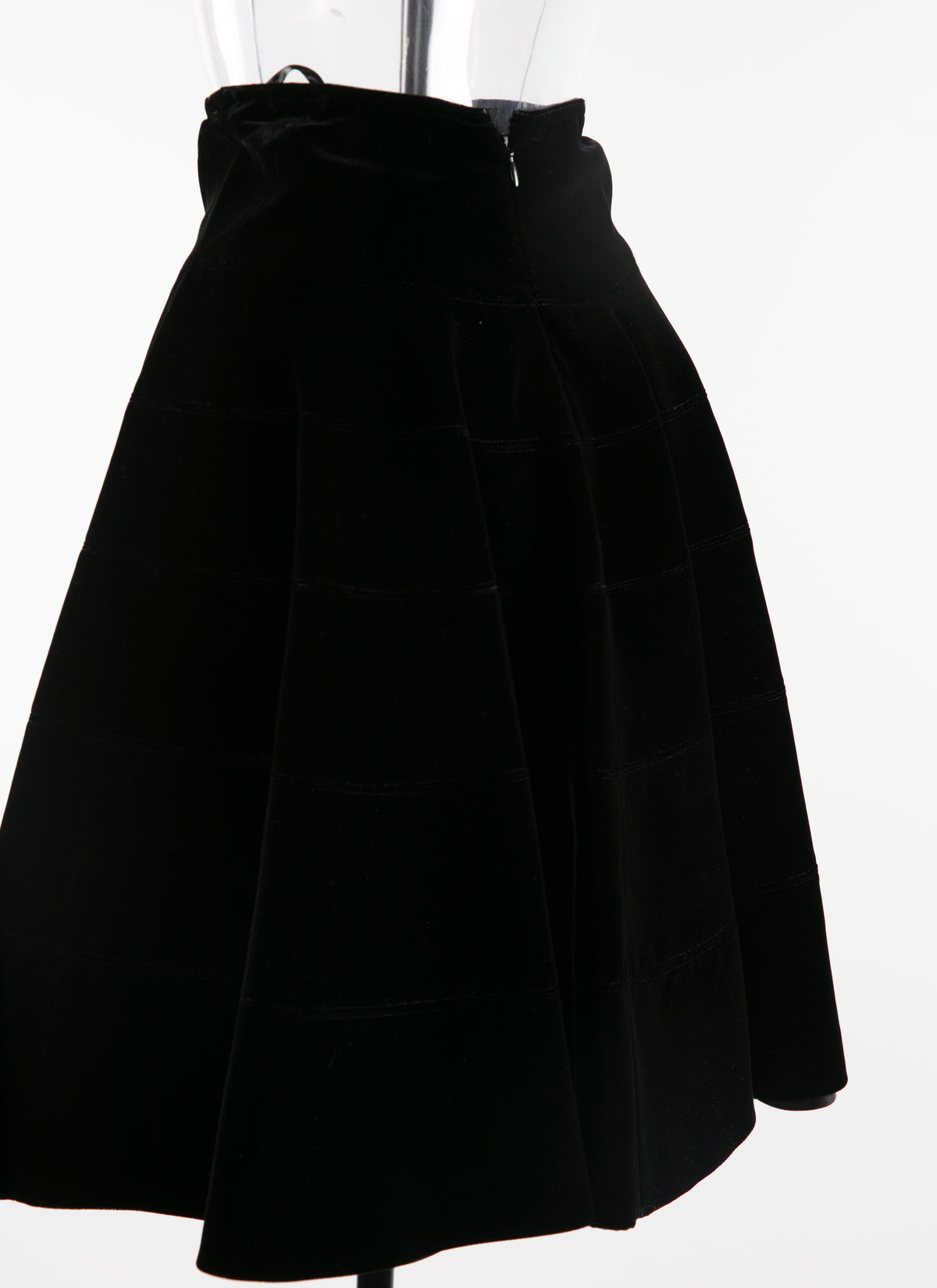 Plain mid-length skater skirt - Intense Black