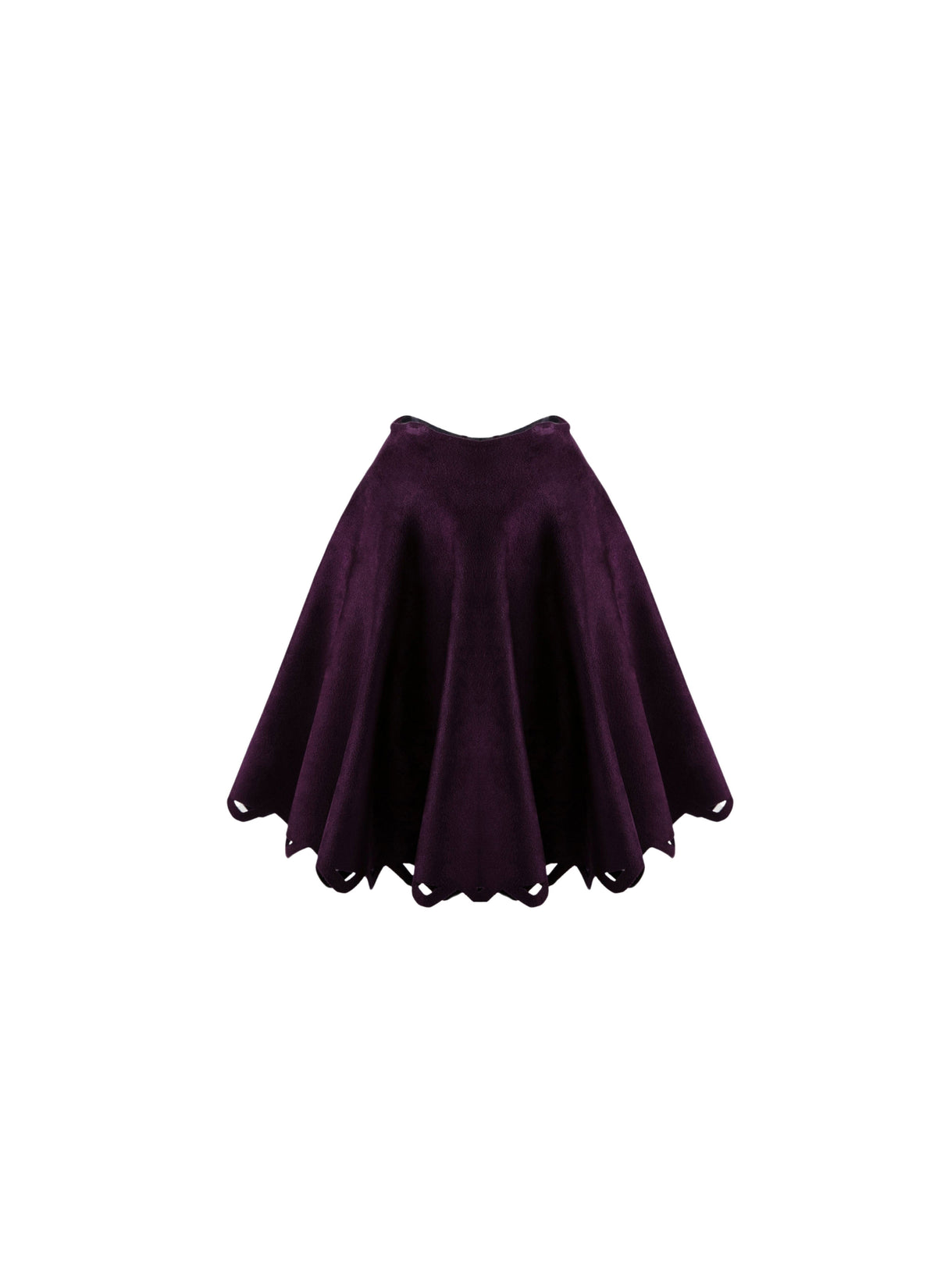 Jupe courte en velours bord ajouré - Violet