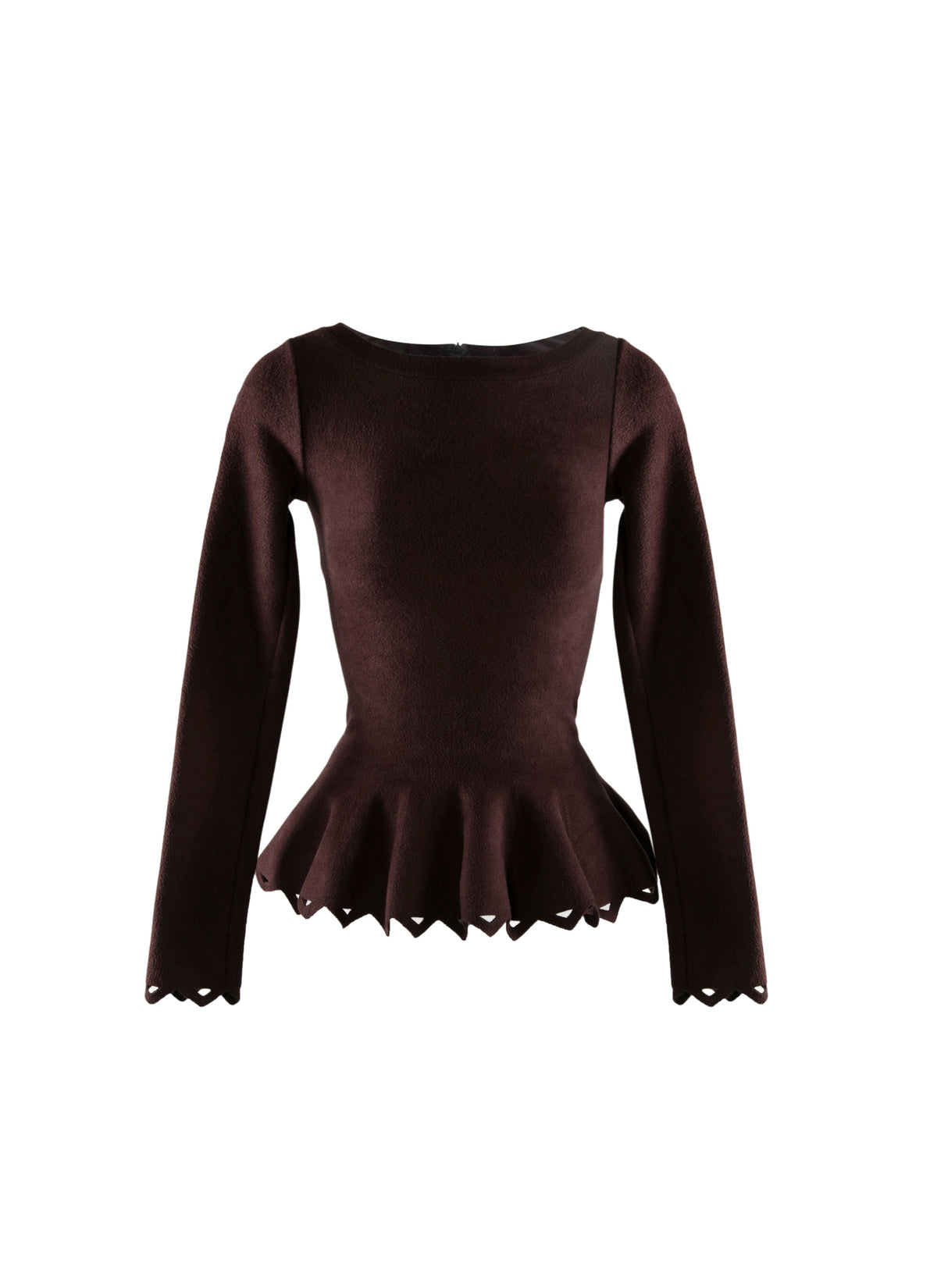 Pull à manches longues Trigone en maille - Marron bordeaux