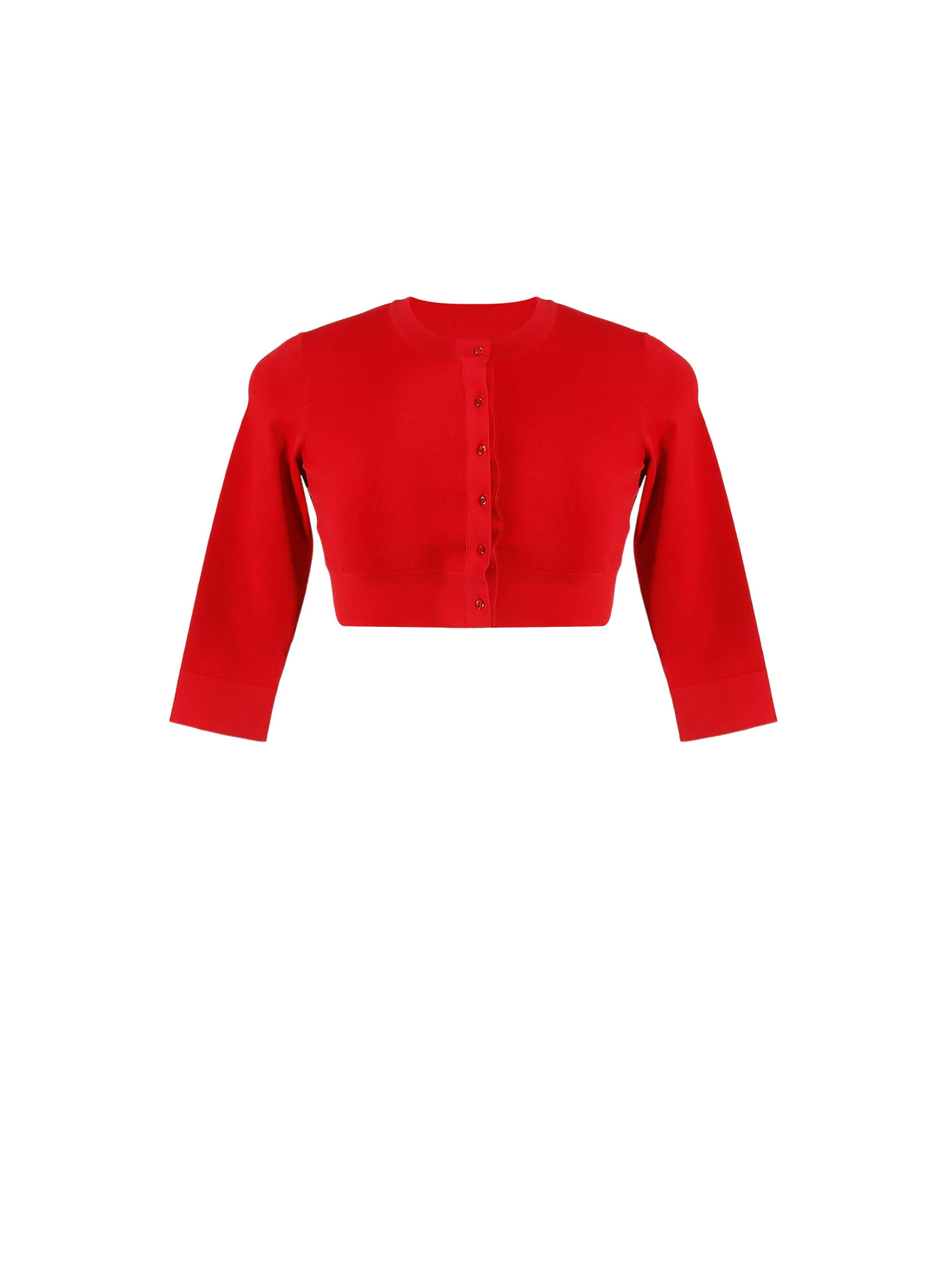Cardigan court boutonné à manches longues en maille - Rouge