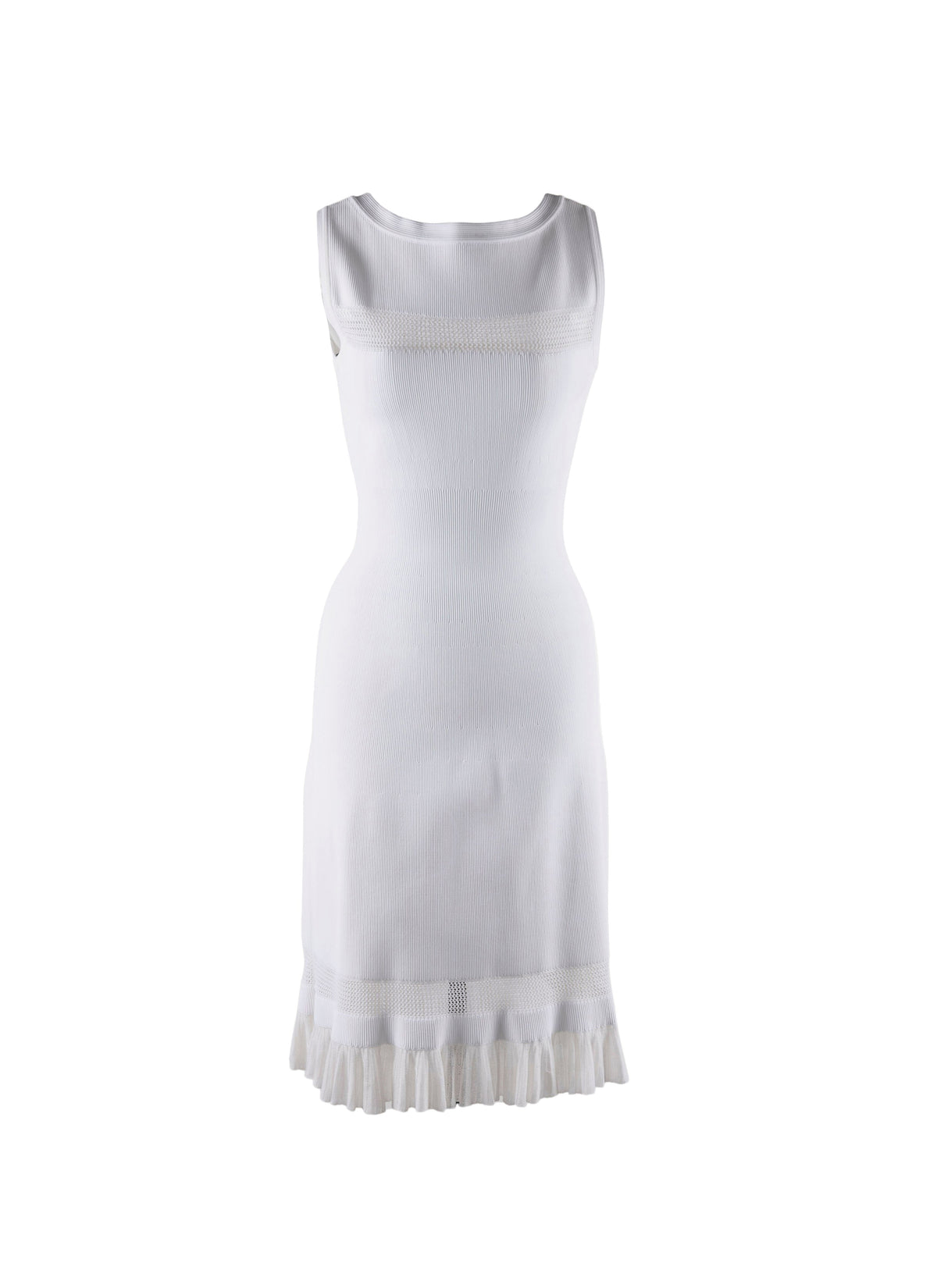 Robe col carré sans manches à ourlet en dentelle - Blanc