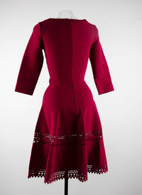 Robe midi plissée avec manches longues évasées - Pourpre