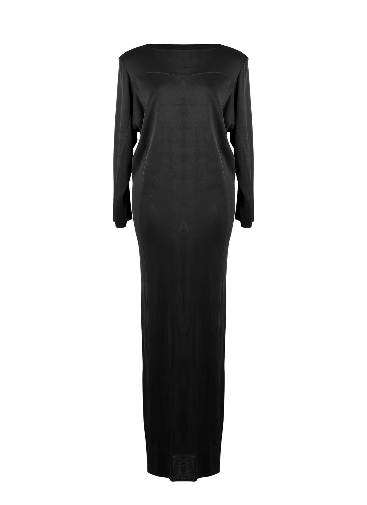 Robe à manches longues crêpées - Noir