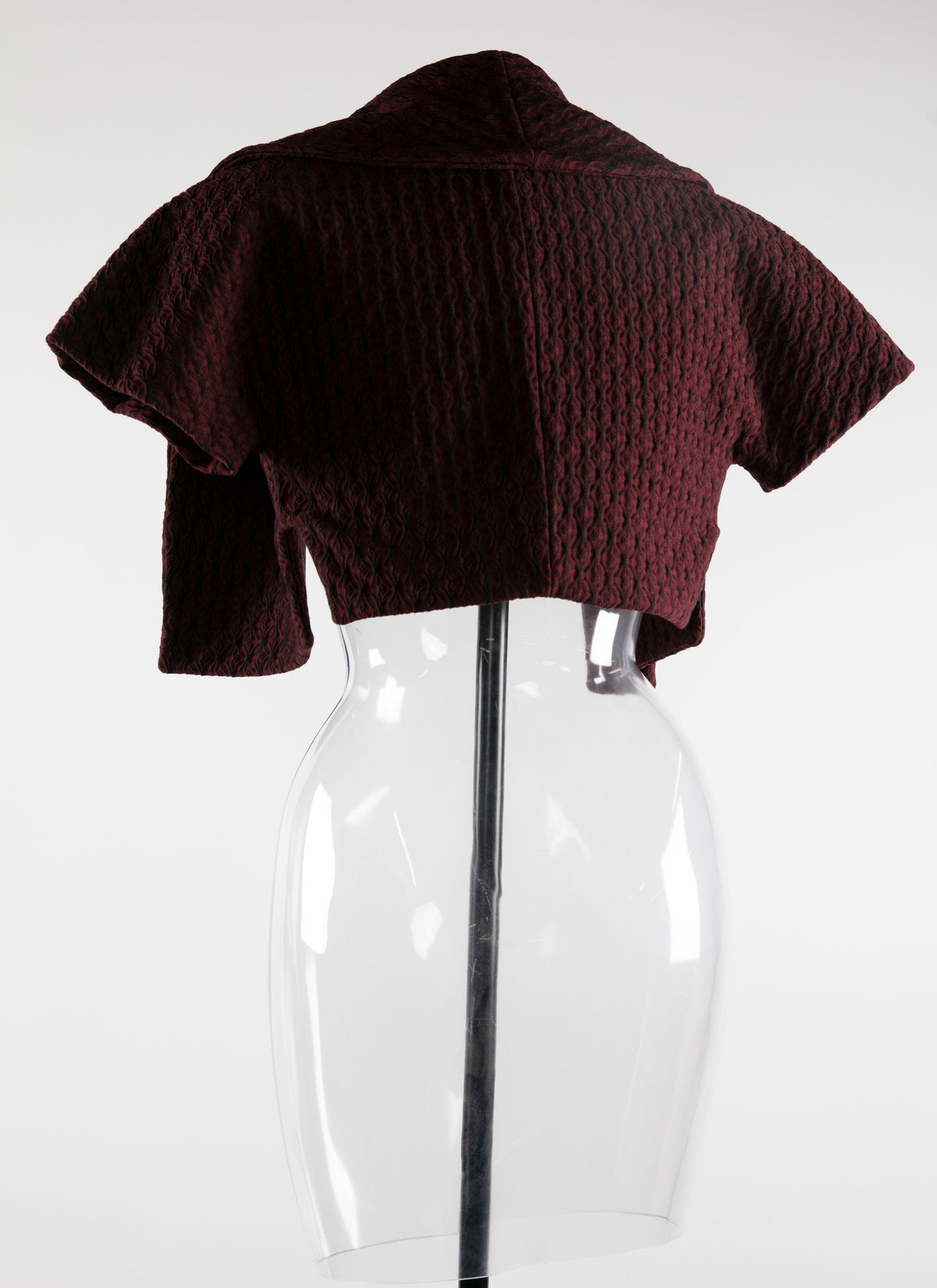 Bolero à manches courtes Segovie en laine - Cerise & Noir