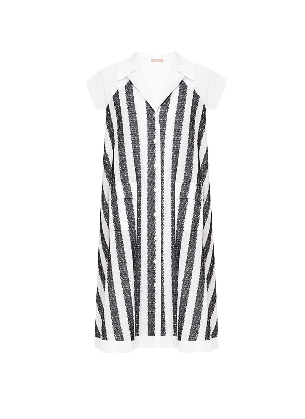 Robe à manches courtes "Art Déco" - Blanc & Noir