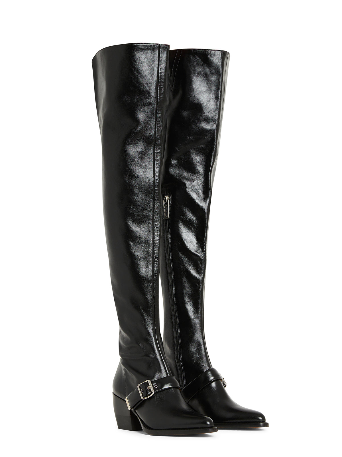 NEW_Bottes à talons en cuir - Black